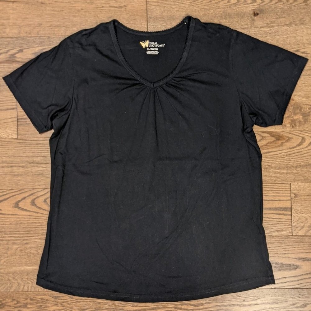 Natural Reflections Black V-Neck Shirt XL